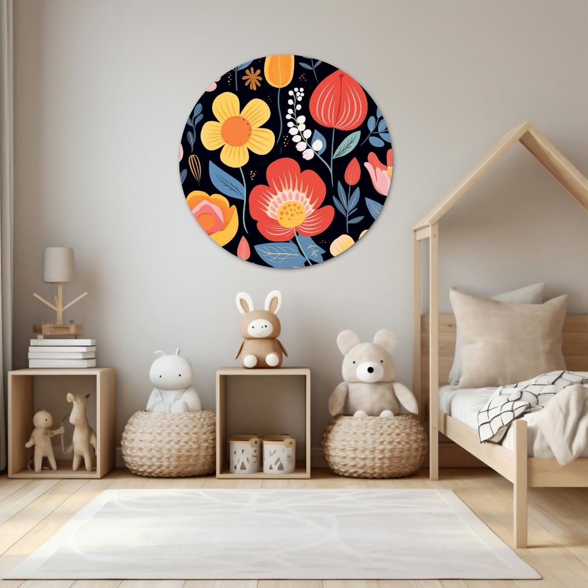 Colorful Flowers Wall Circle 