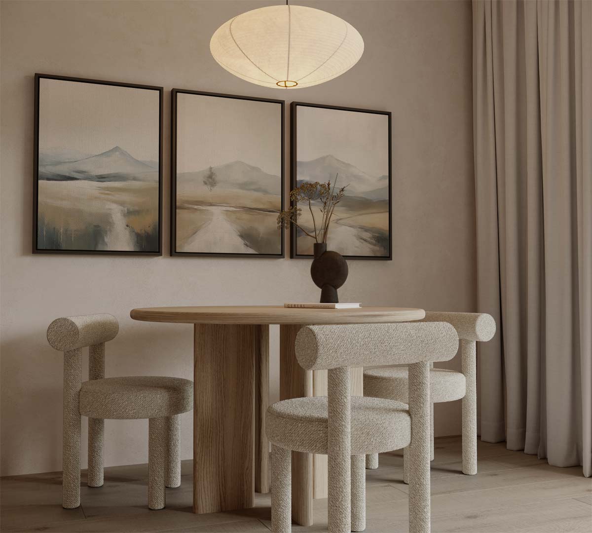 Berglandschap in zachte tonen Kunstwerk-canvas-dibond-plexiglas-wanddecoratie-WallArtistic