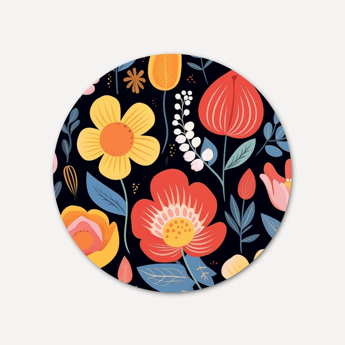 Colorful Flowers Wall Circle 