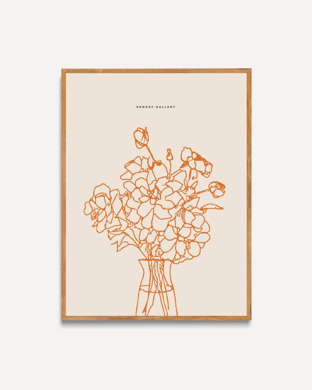 Oranje bloemenvaas Poster