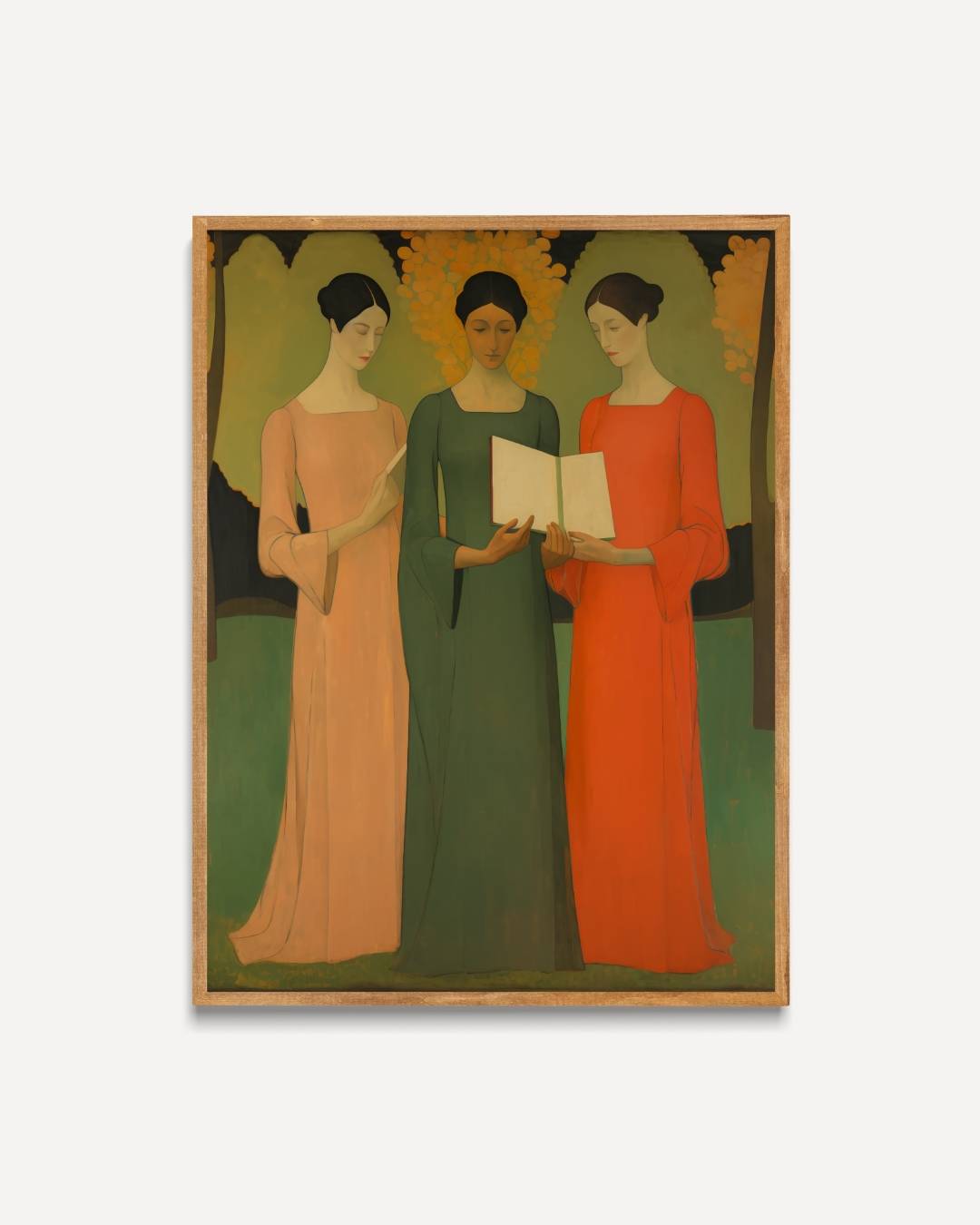 Drie vrouwen in serene kleuren Poster