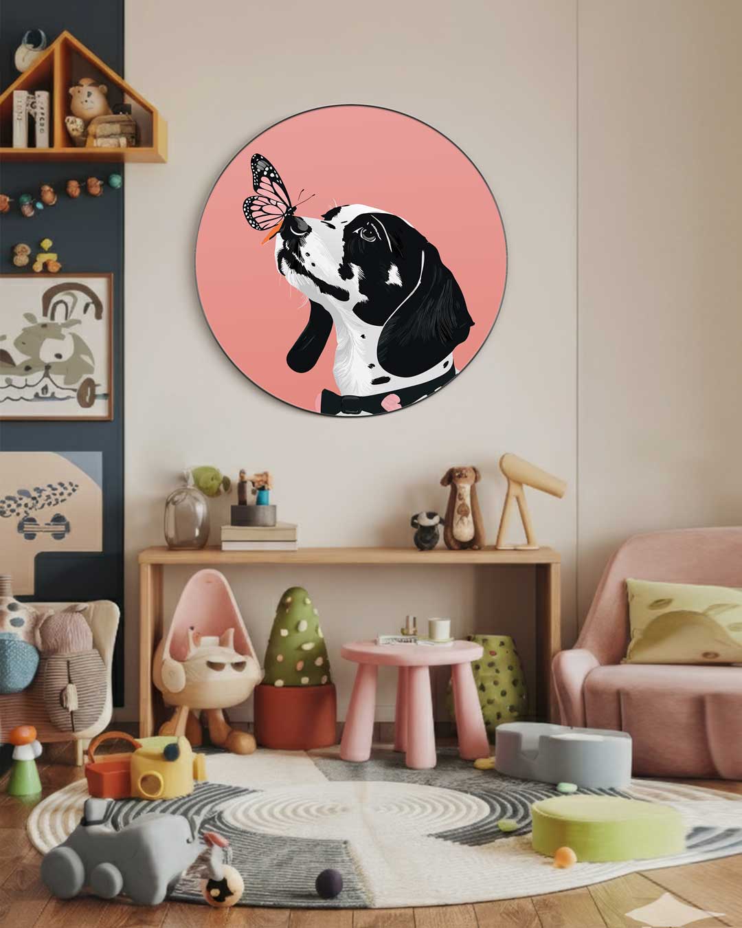 Dalmatiër Met Vlinder Muurcirkel