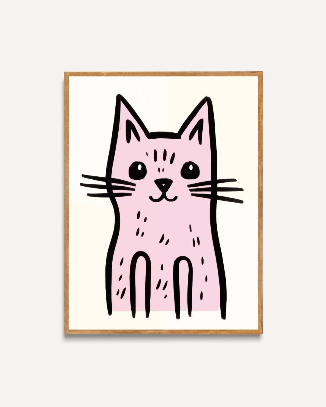 Minimalistische roze kat Poster