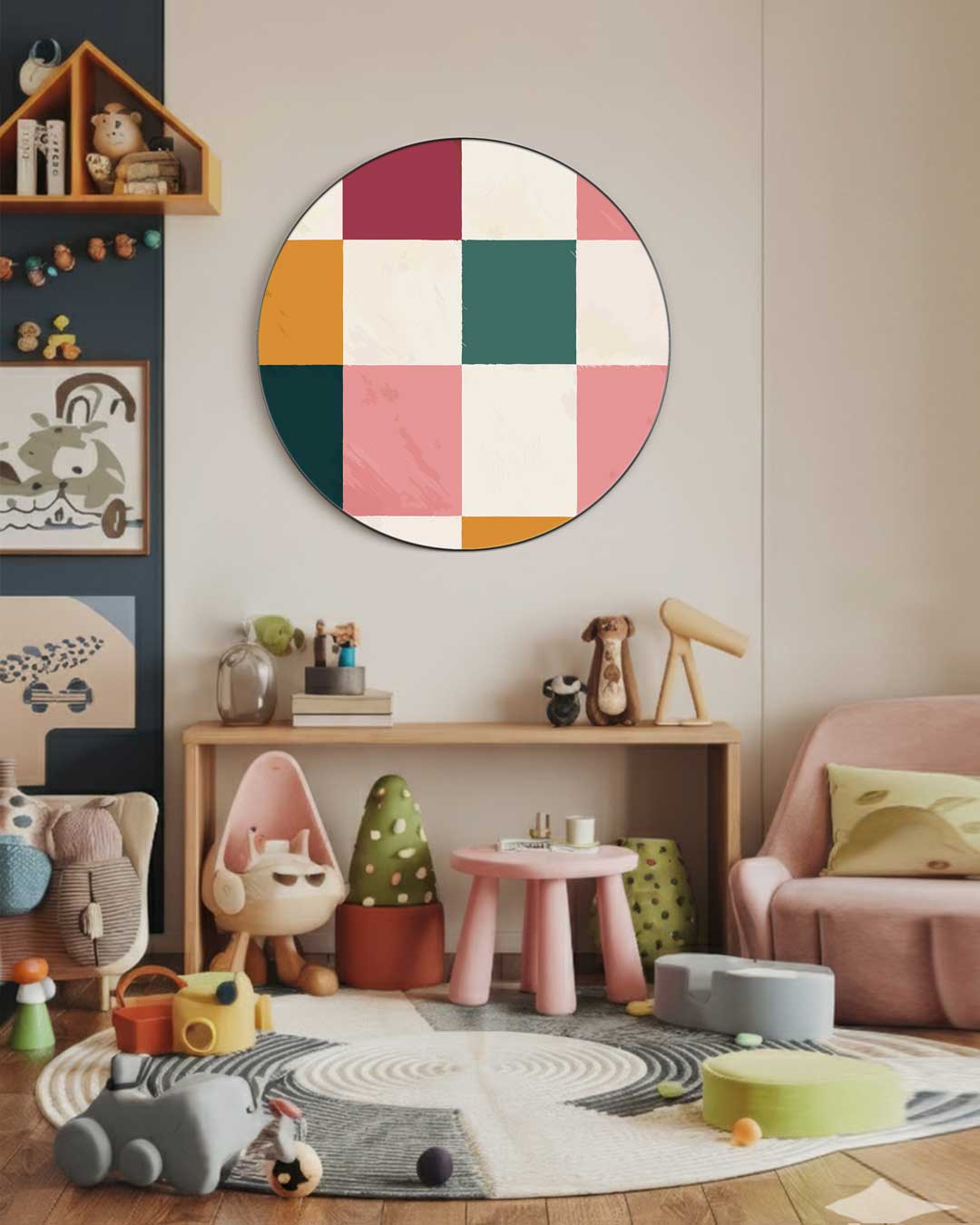 Kleurrijke Patchwork Muurcirkel-WallArtistic
