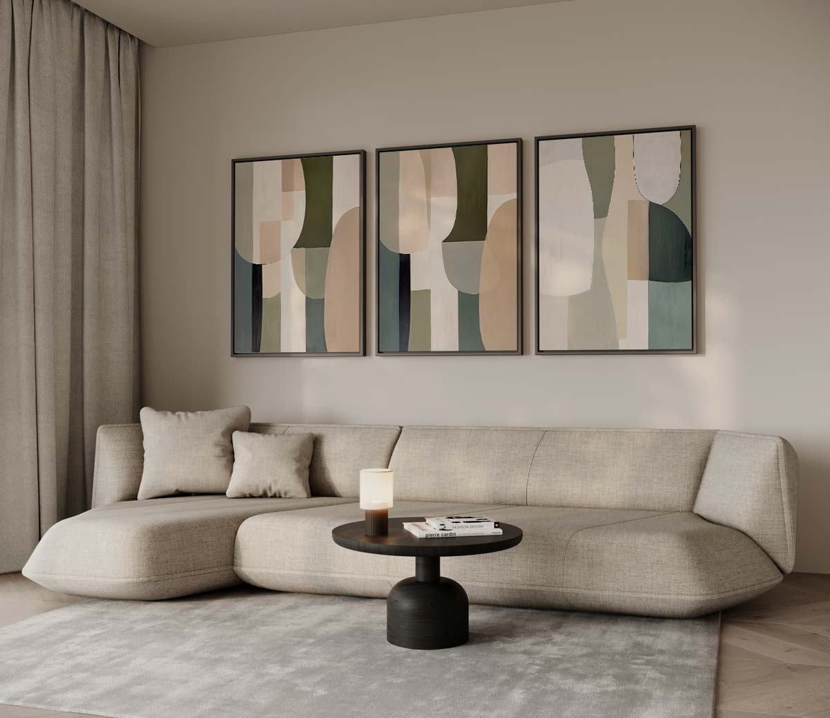 Abstracte vormen in natuurlijke tinten Kunstwerk-canvas-dibond-plexiglas-wanddecoratie-WallArtistic