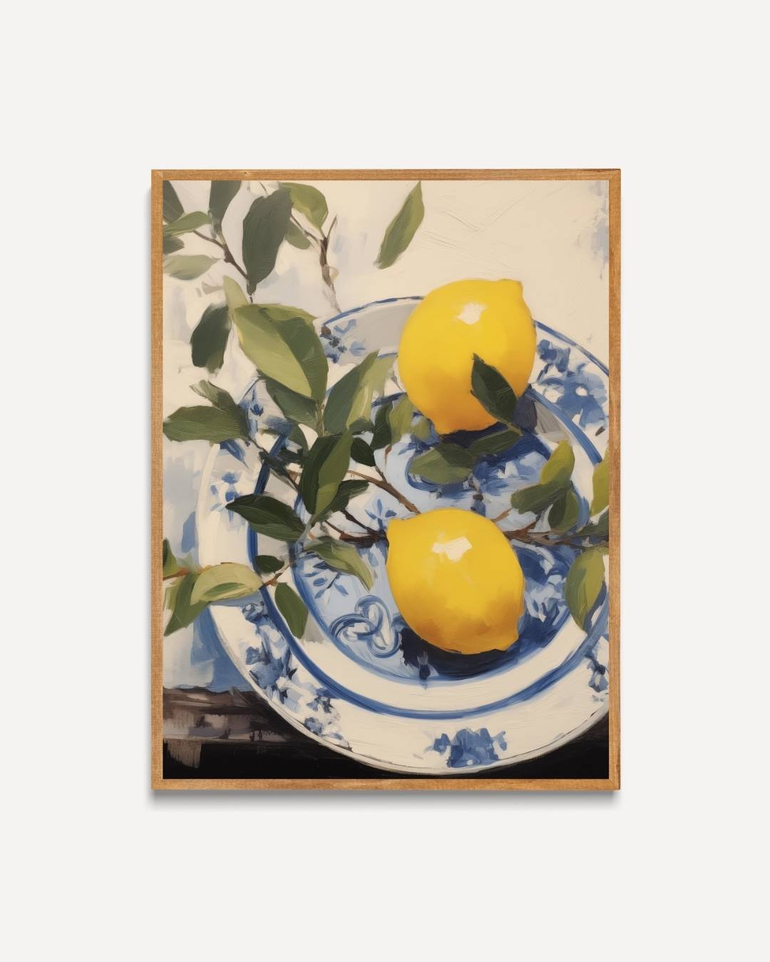 Citroenen op blauw bord Poster