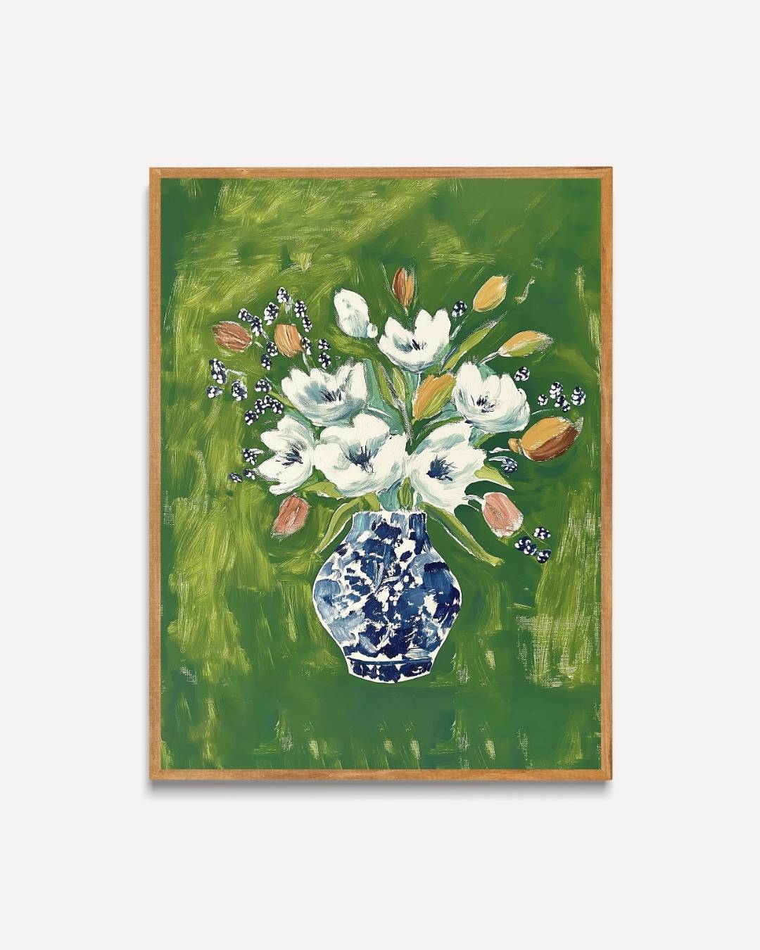 Bloemen in blauwe vaas Poster