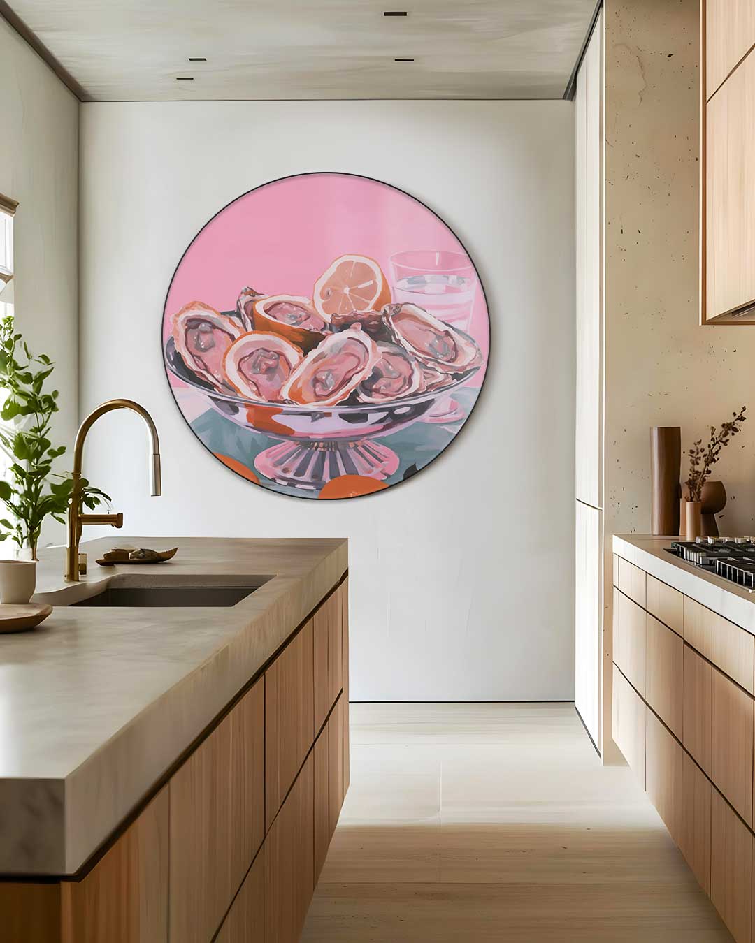 Roze Luxe Oester Muurcirkel