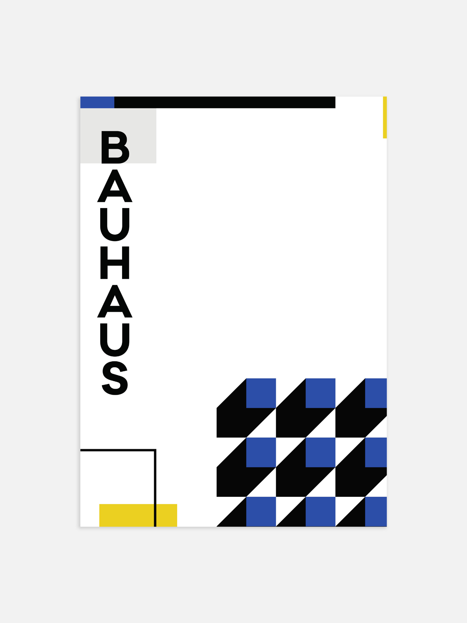 Bauhaus-Plakat mit blauen Blöcken