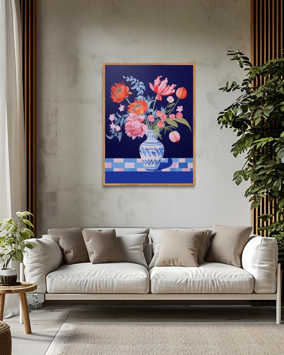 Bloemenpracht in Blauw Poster