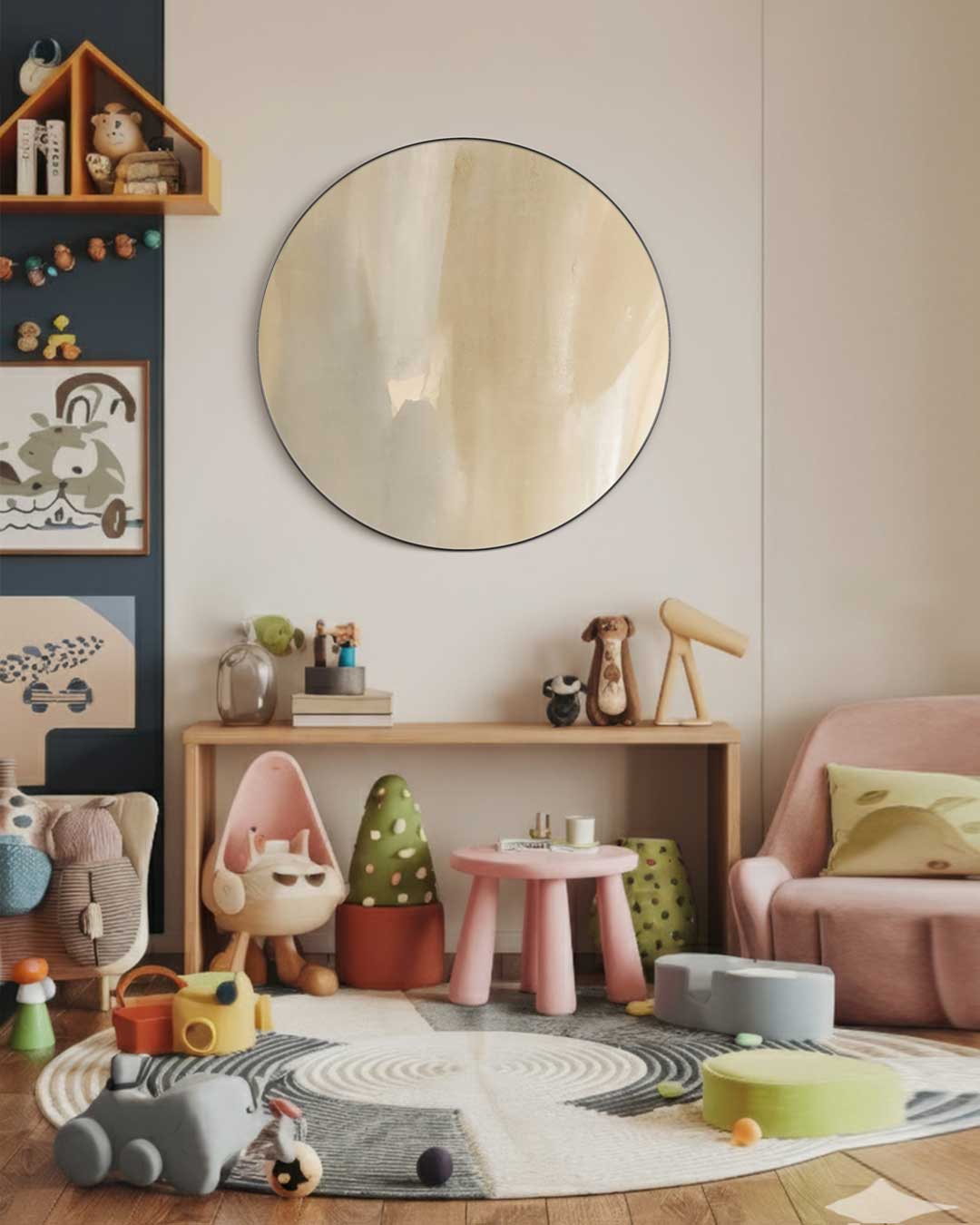 Zachte Beige Muurcirkel-WallArtistic