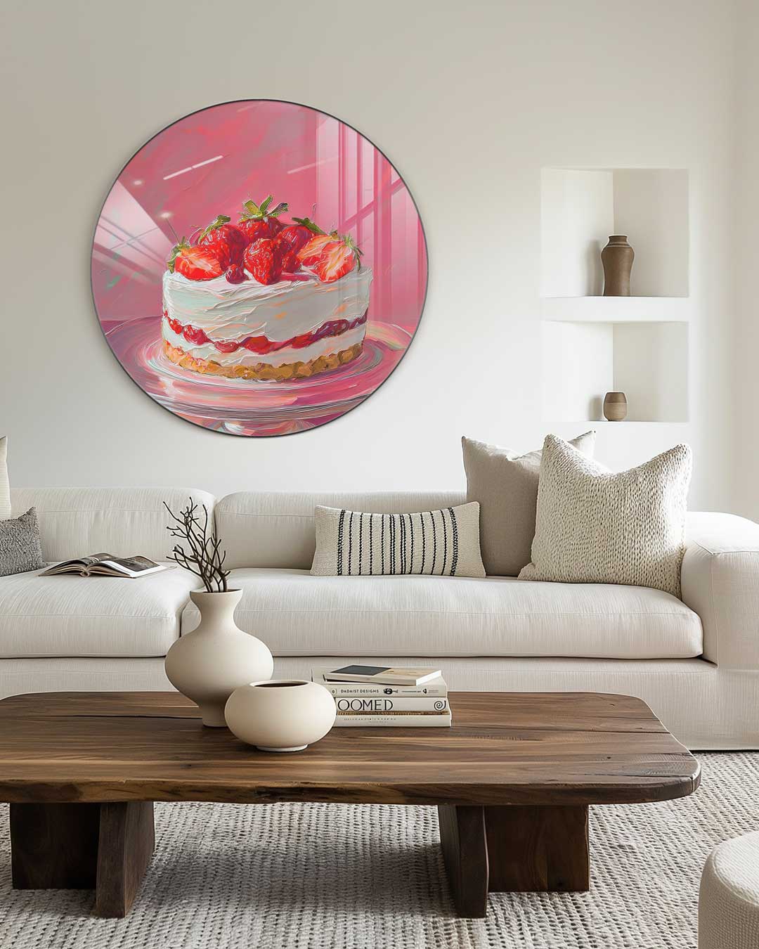 Smakelijke Aardbeientaart Muurcirkel-WallArtistic