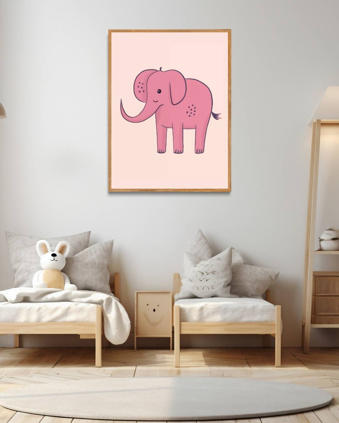 Schattige roze olifant illustratie Poster