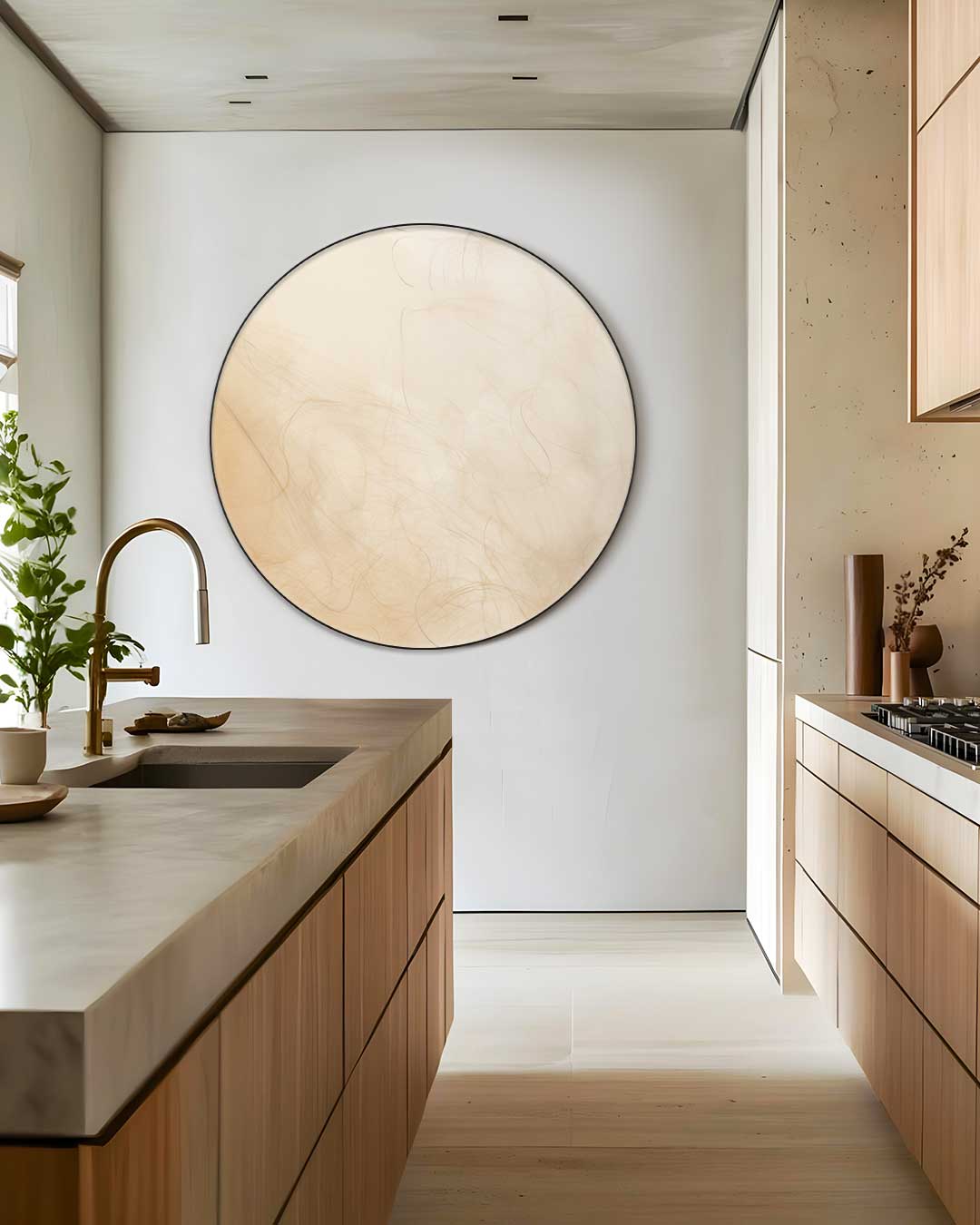 Rustieke Beige Muurcirkel-WallArtistic