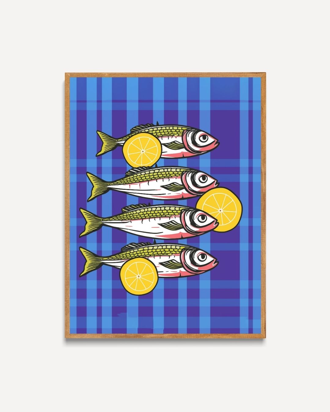 Fröhlicher Fisch auf blauem Poster 