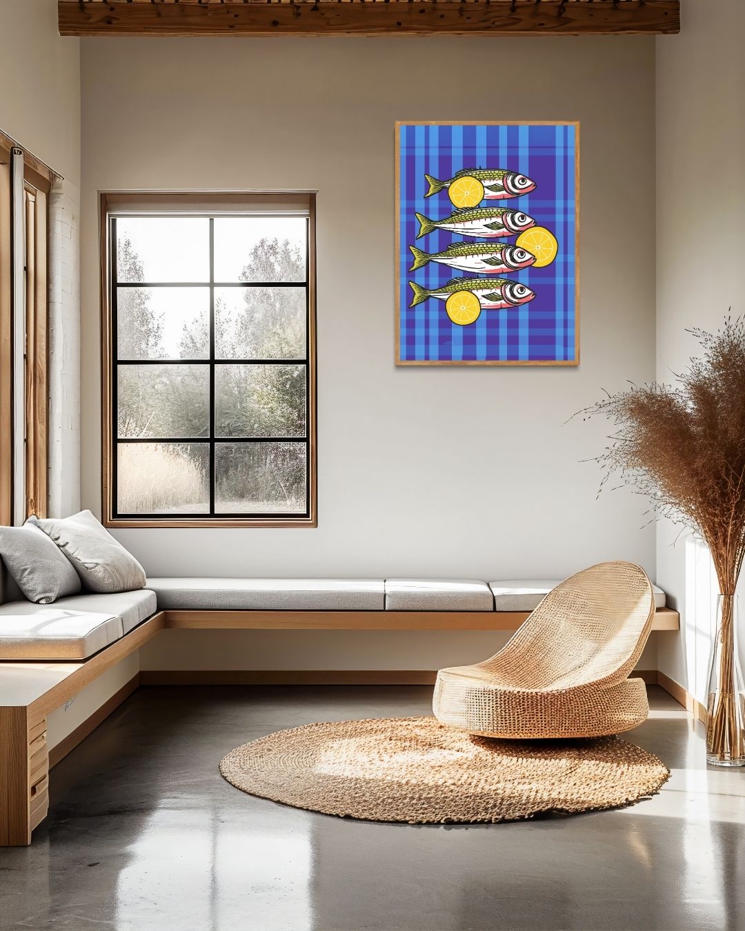 Happy Fish on Blue Poster 