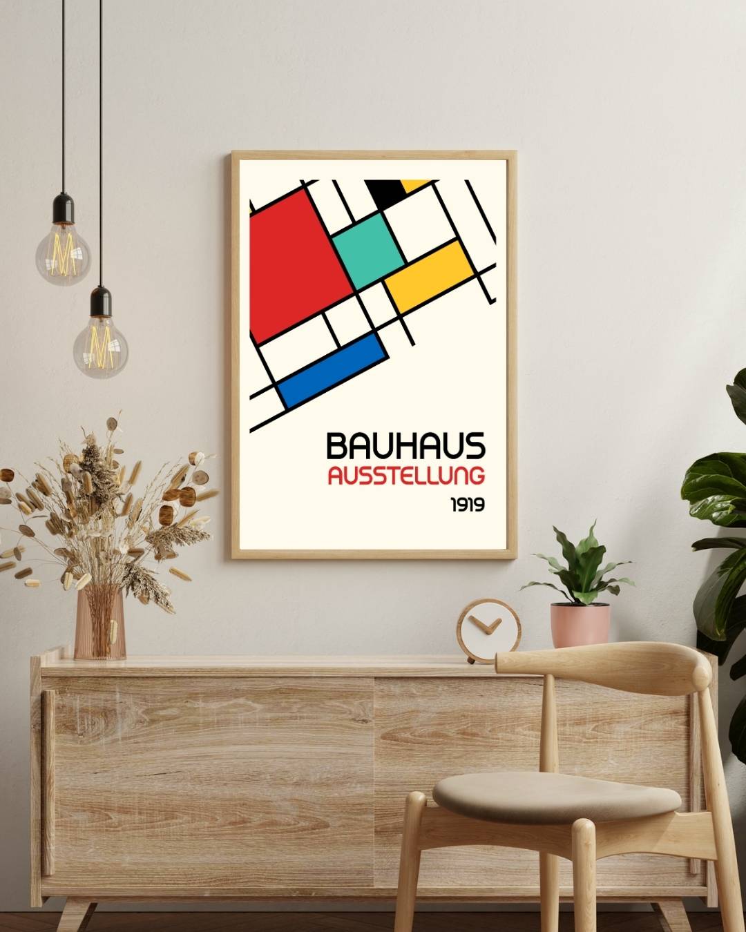 Bauhaus blauwe blokken Poster