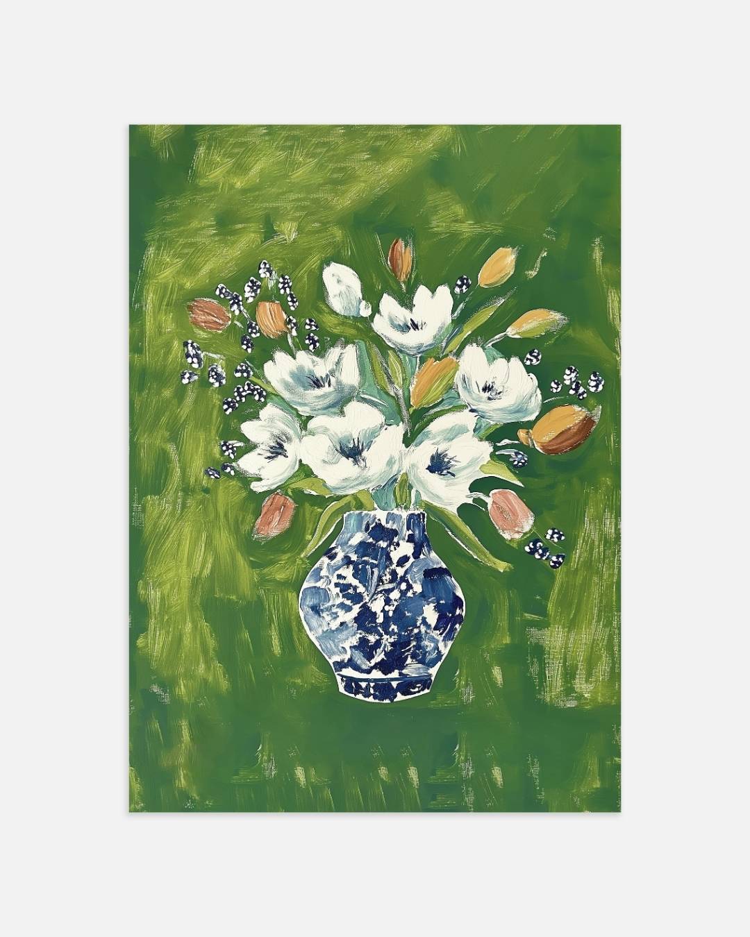 Bloemen in blauwe vaas Poster