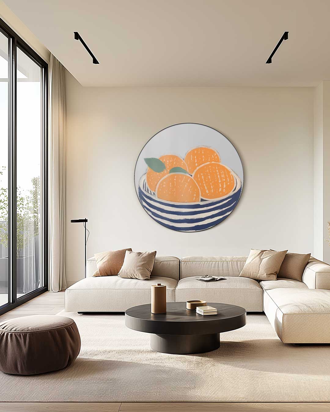Vrolijke Oranjeschaal Muurcirkel-WallArtistic