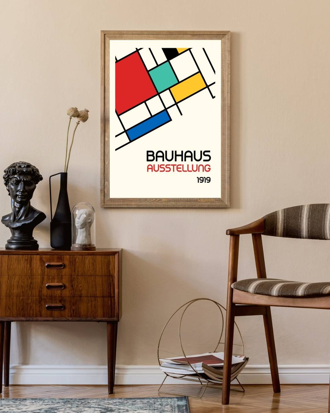 Bauhaus blauwe blokken Poster