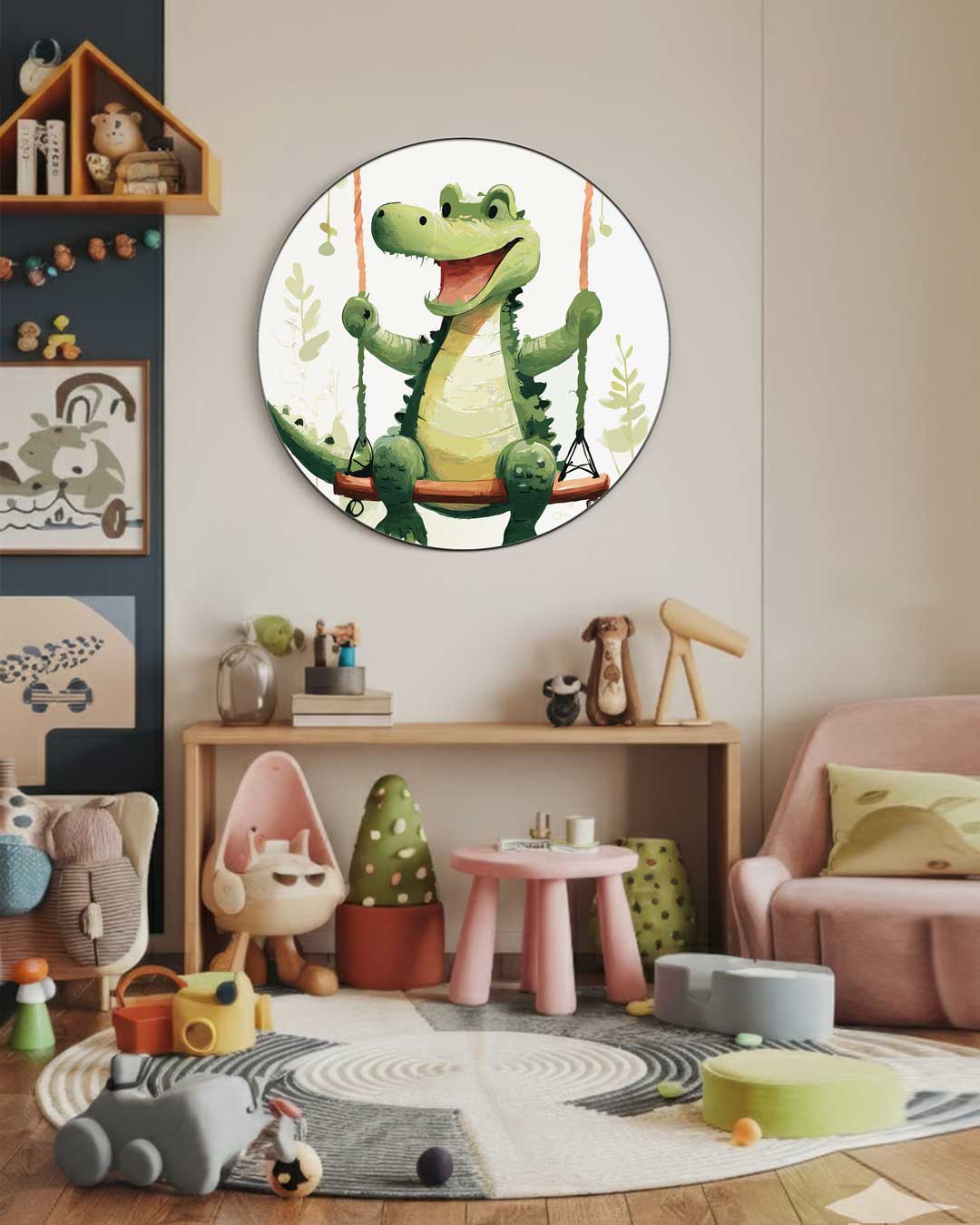 Schattige Krokodil Muurcirkel-WallArtistic