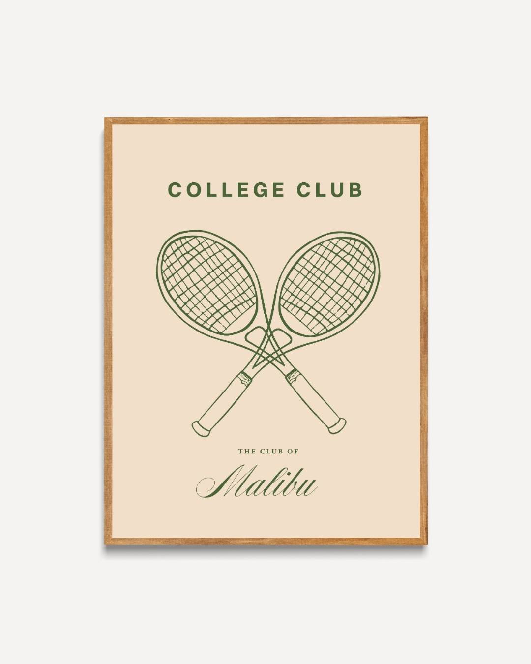 College Club gekruiste groene tennisrackets Poster