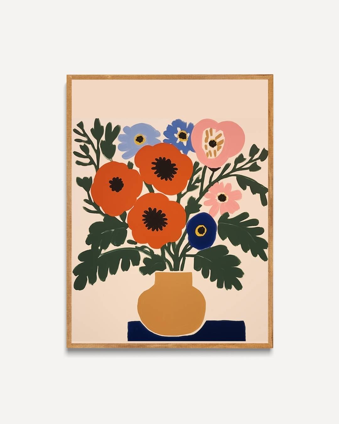 Bloemen in oranje vaas Poster