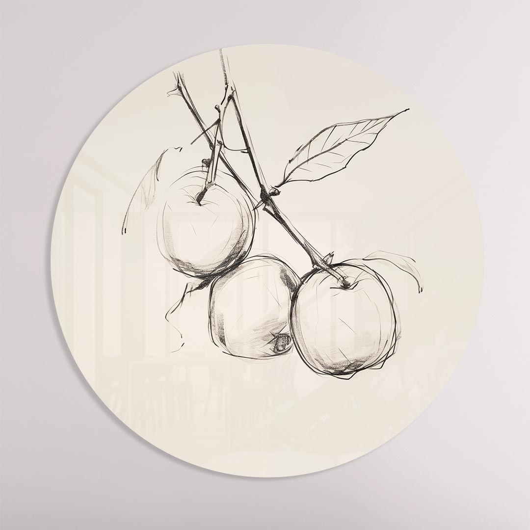 Sierlijke Appel Sketchtekening Muurcirkel