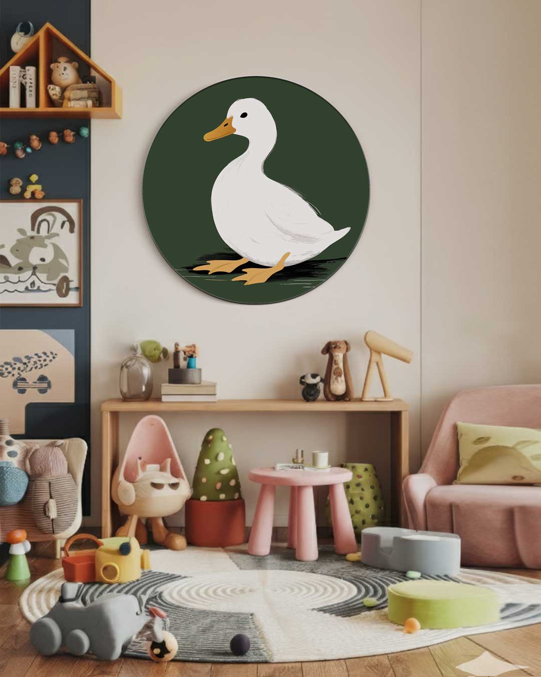 Schattige Eend Muurcirkel-WallArtistic