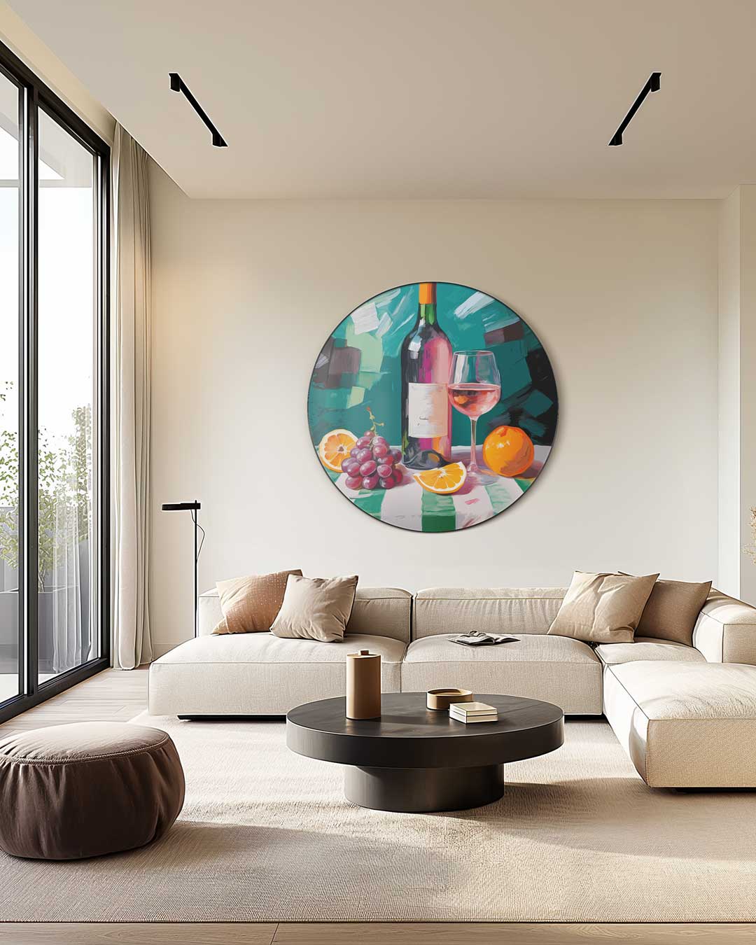 Stijlvolle Wijn en Fruit Muurcirkel-WallArtistic