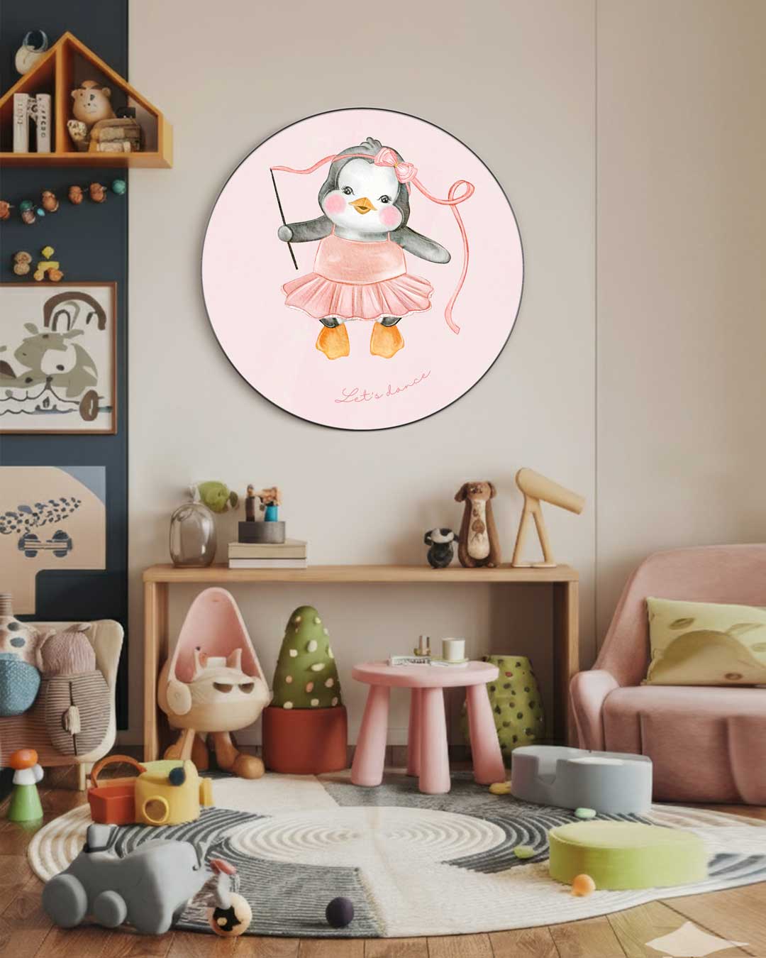 Dansende Pinguïn Muurcirkel-WallArtistic