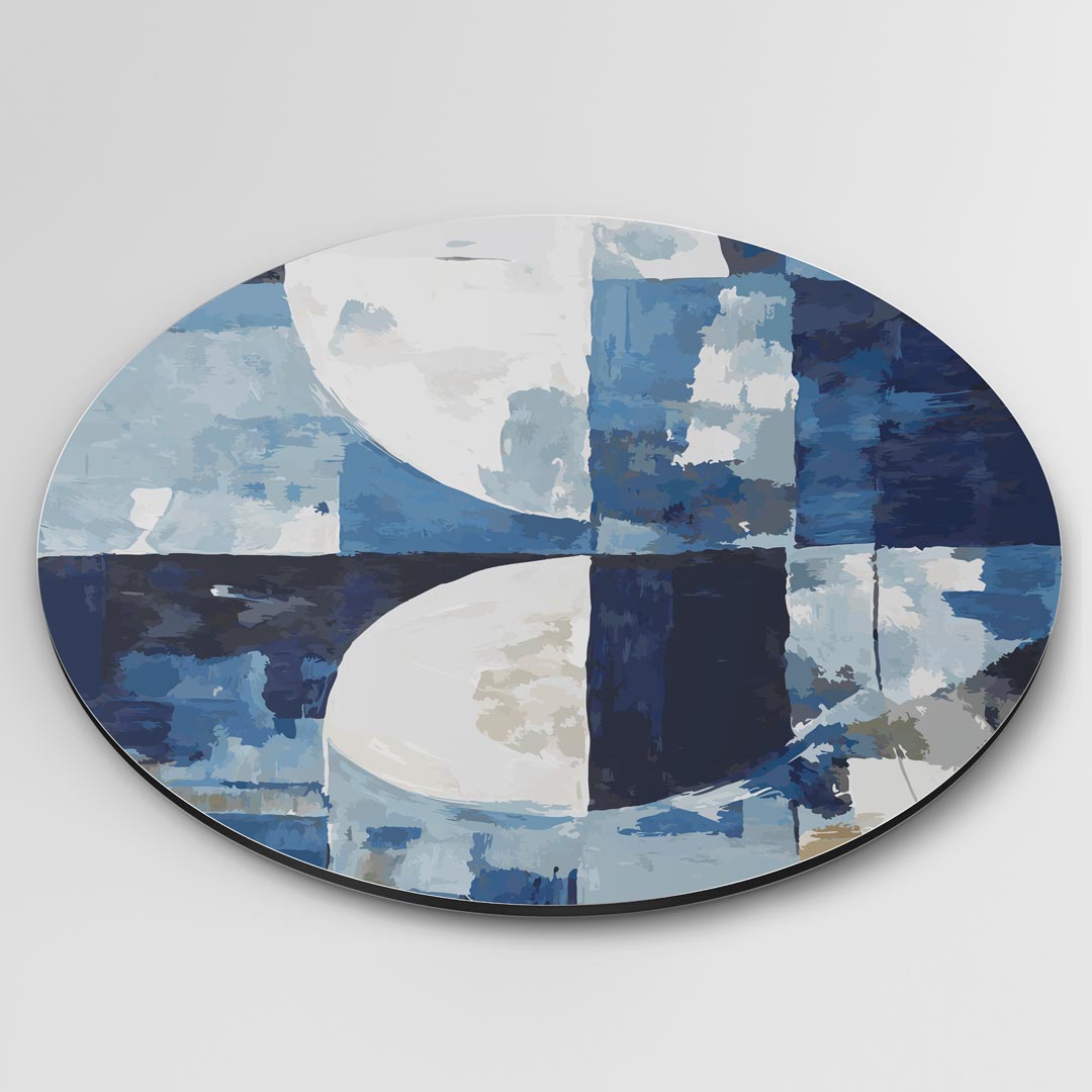 Abstracte Blauw-Witte Muurcirkel