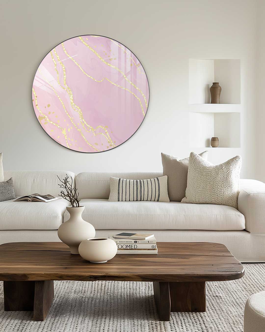 Elegante Marmer Roze Muurcirkel
