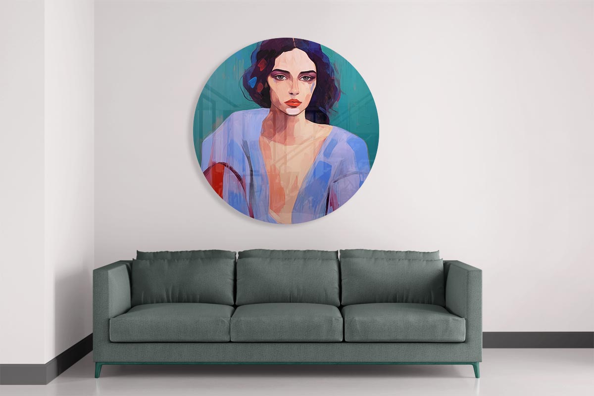 Kunstzinnige Damesportret Muurcirkel-WallArtistic