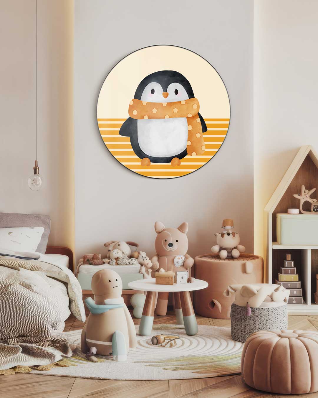 Schattige Pinguïn Muurcirkel-WallArtistic