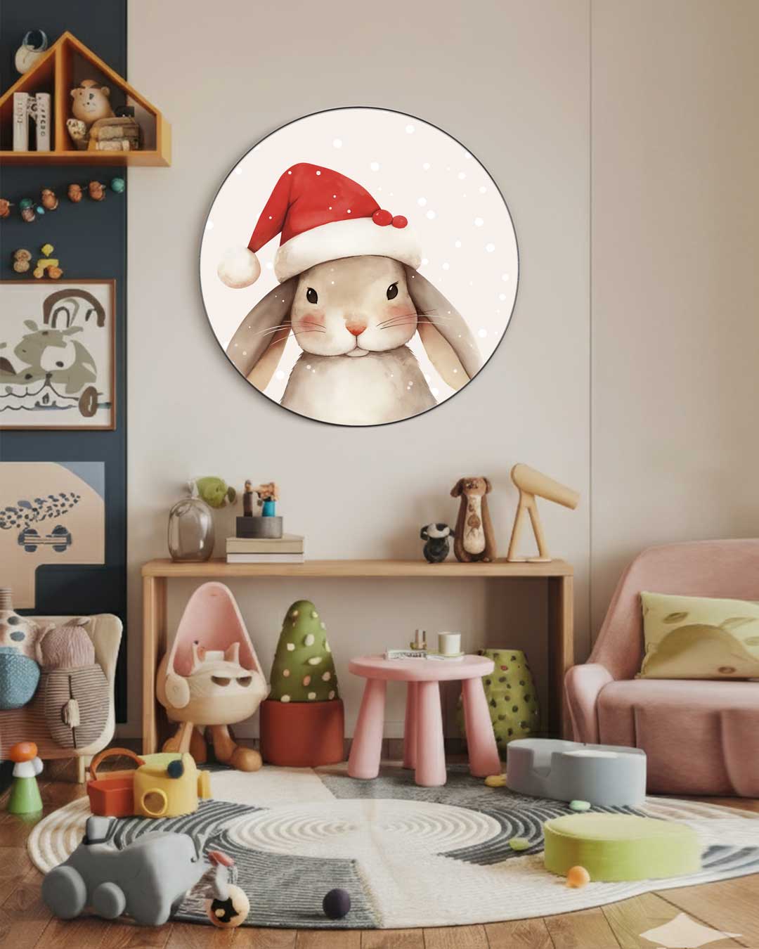 Kerstkonijn Muurcirkel-WallArtistic