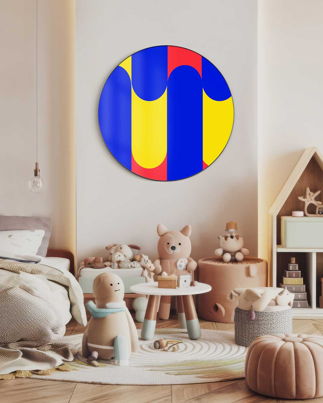 Kleurrijke Wandcirkel Met Speels Design Muurcirkel