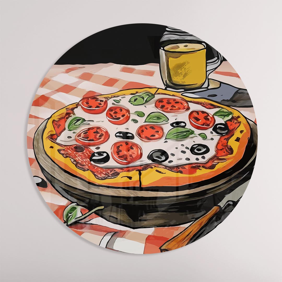 Heerlijk Pizza Moment Muurcirkel-WallArtistic