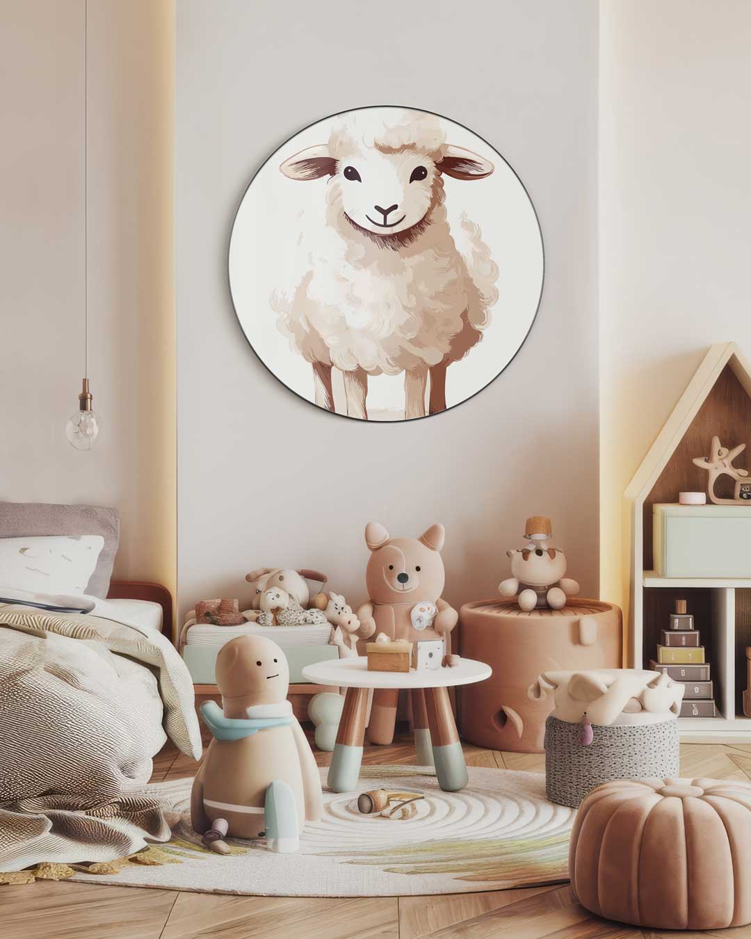 Schattige Schaap Muurcirkel-WallArtistic