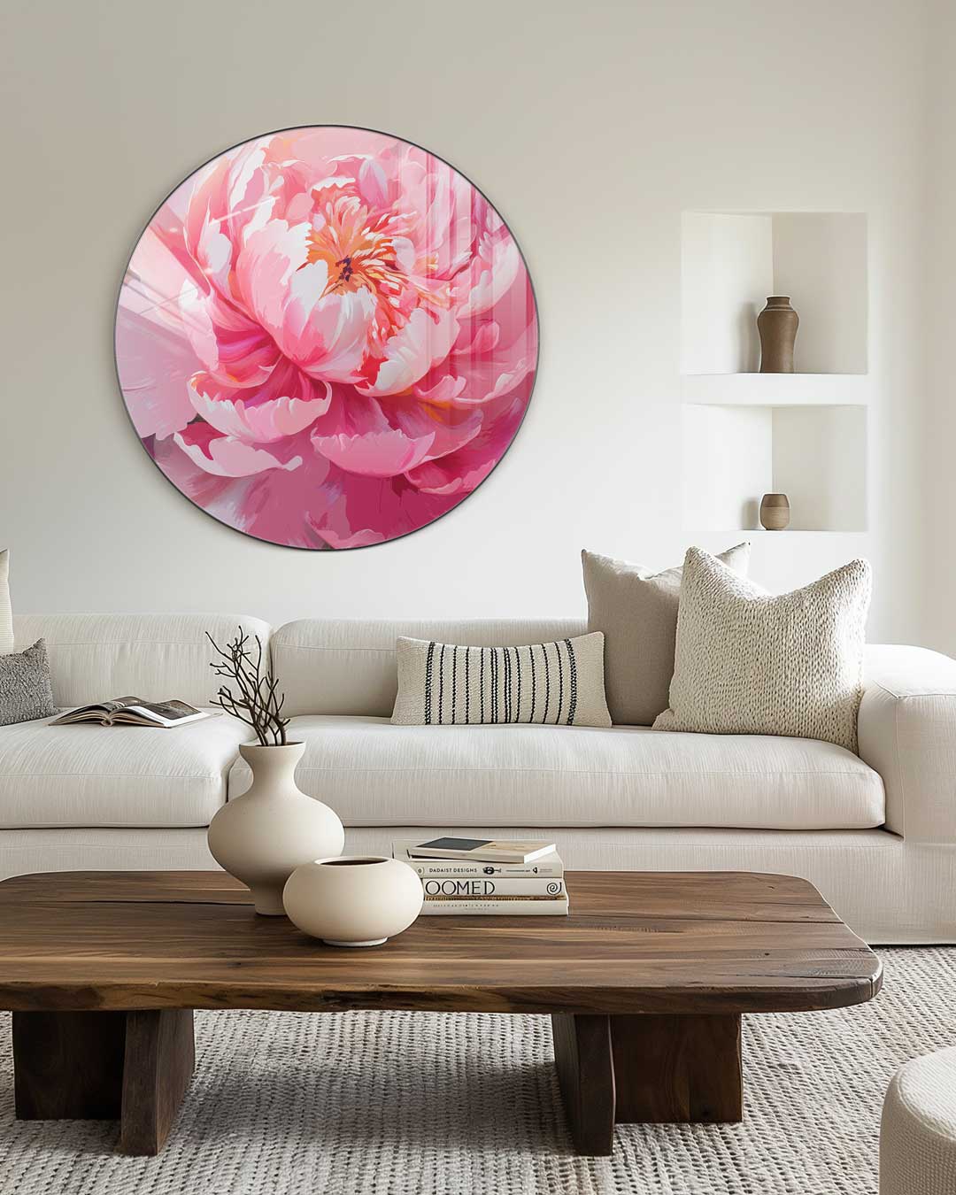 Bloeiende Roze Pioenroos Muurcirkel