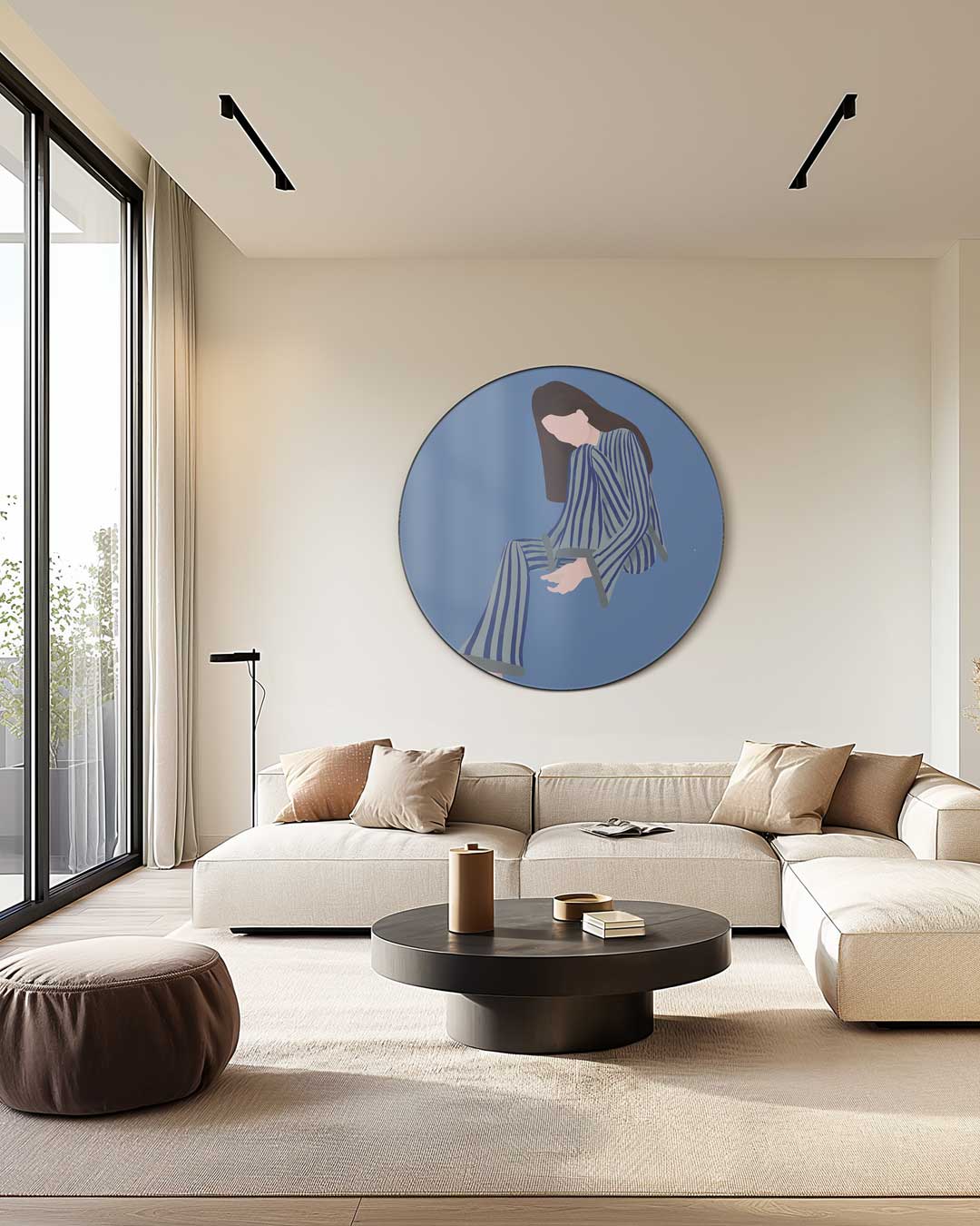Rustgevende Blauwe Vrouw Muurcirkel-WallArtistic