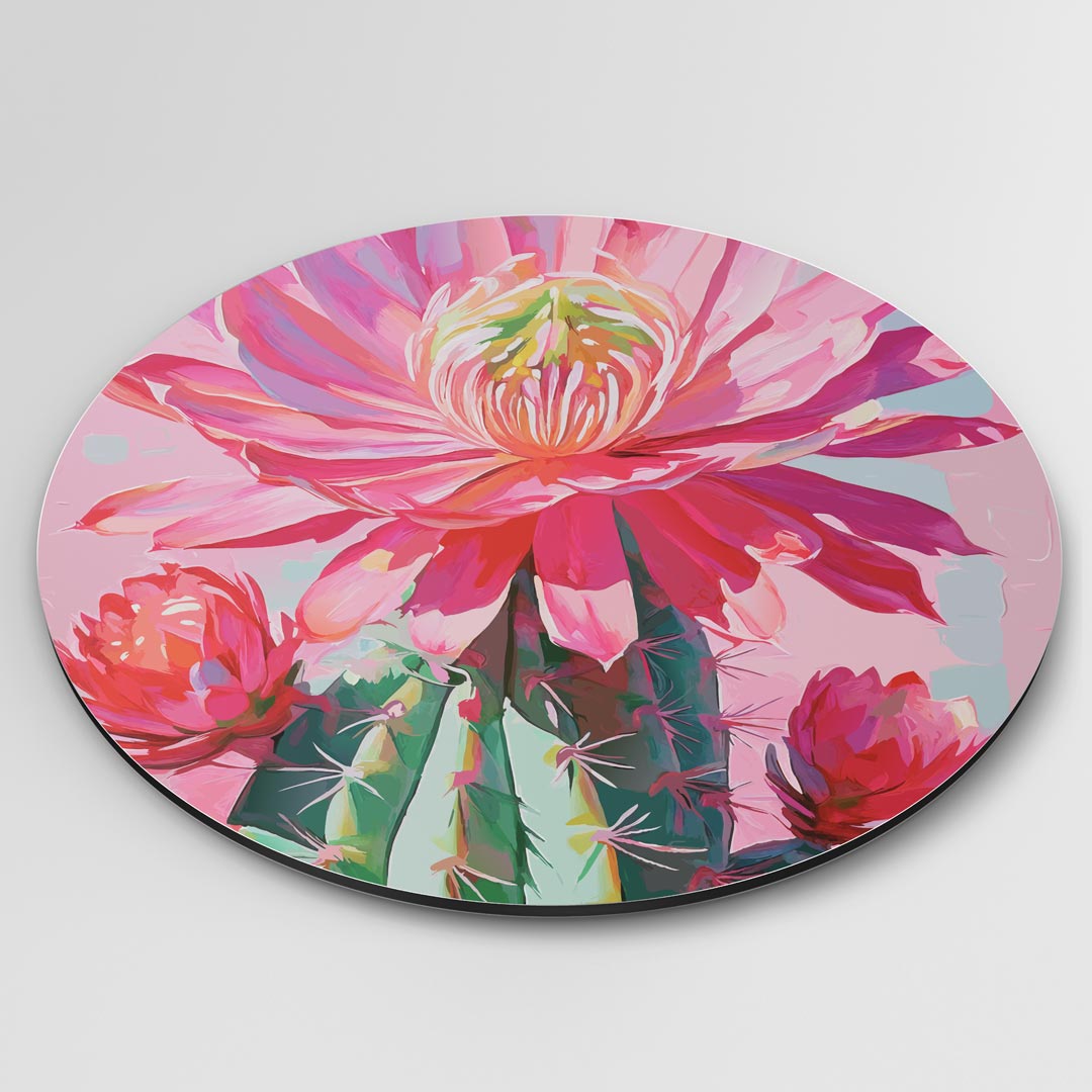 Vrolijke Bloemen Cactus Muurcirkel