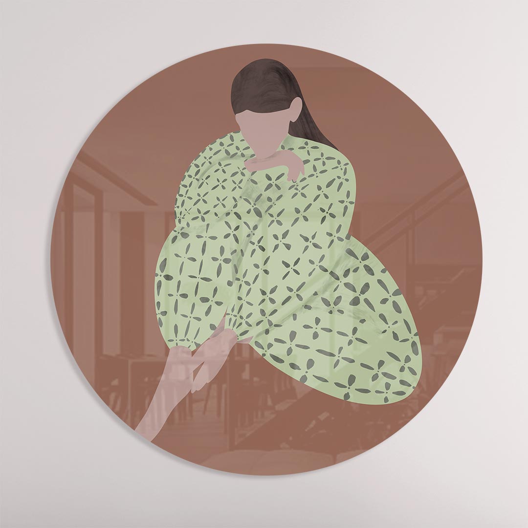 Dromerige Vrouw Muurcirkel-WallArtistic