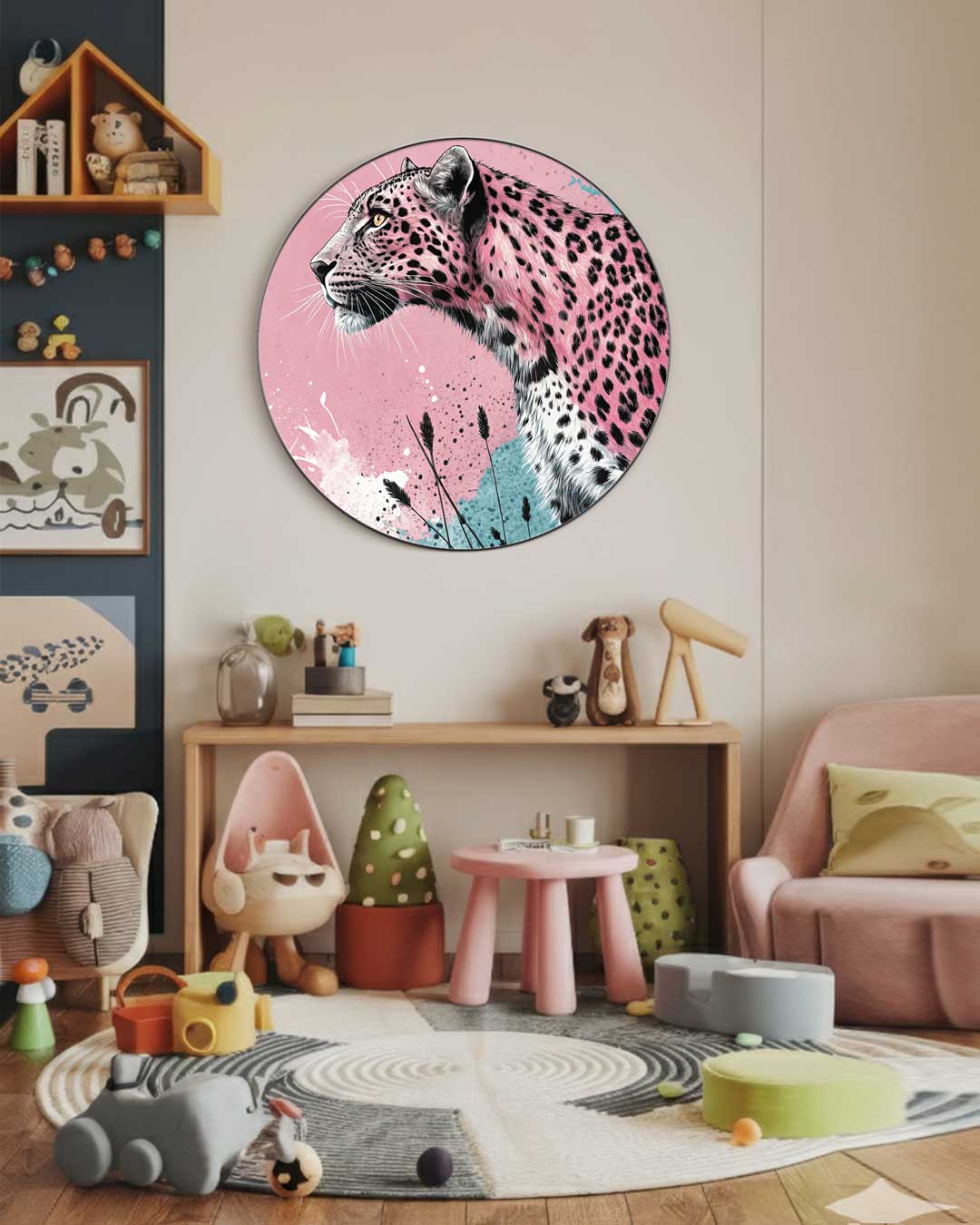 Roze Luipaard Muurcirkel