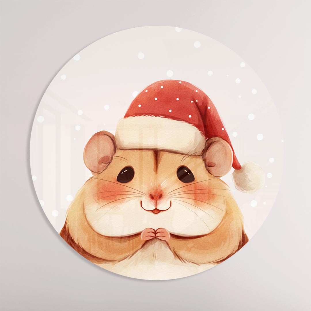 Schattige Kerst Hamster Muurcirkel-WallArtistic