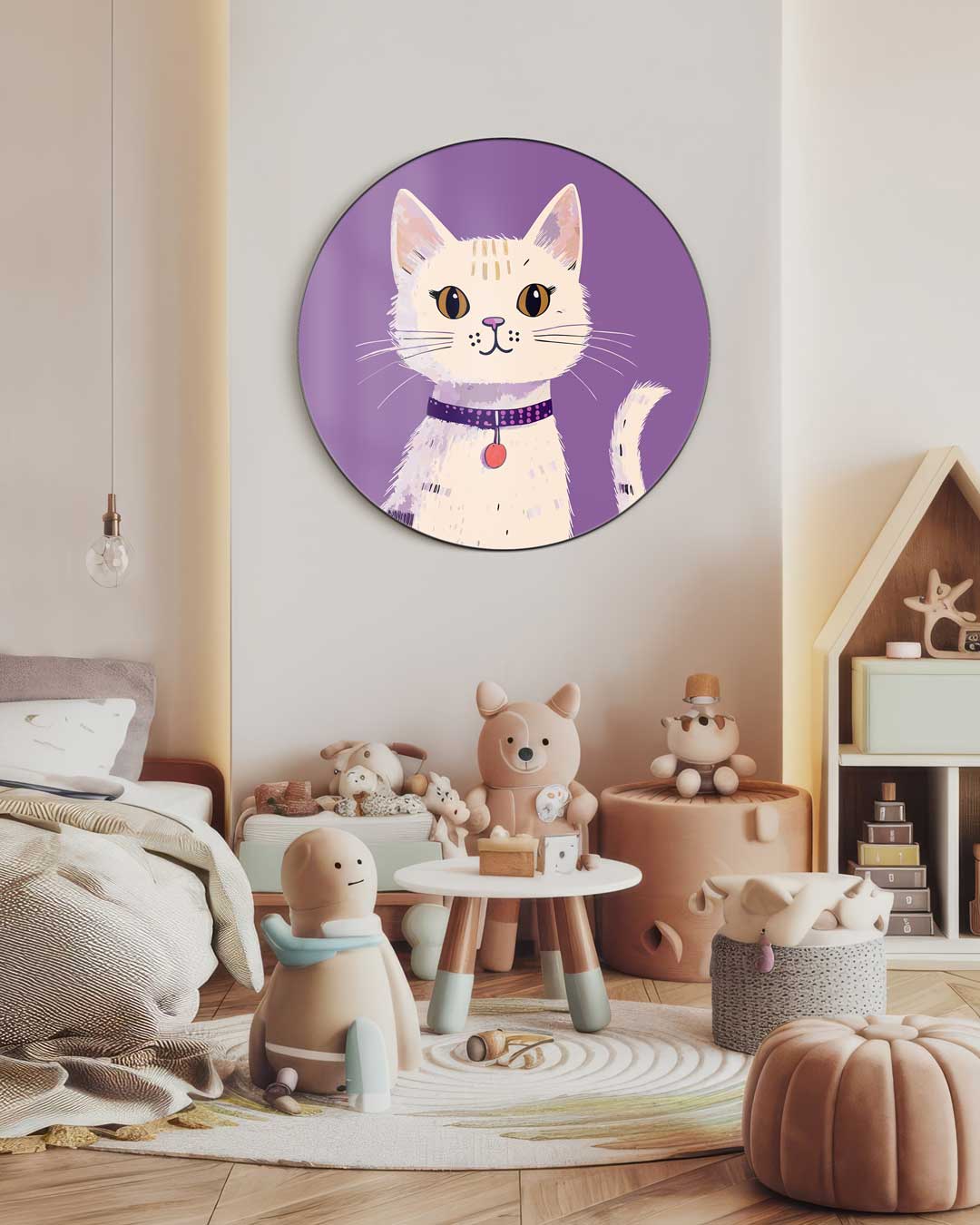 Schattige Kat Muurcirkel-WallArtistic