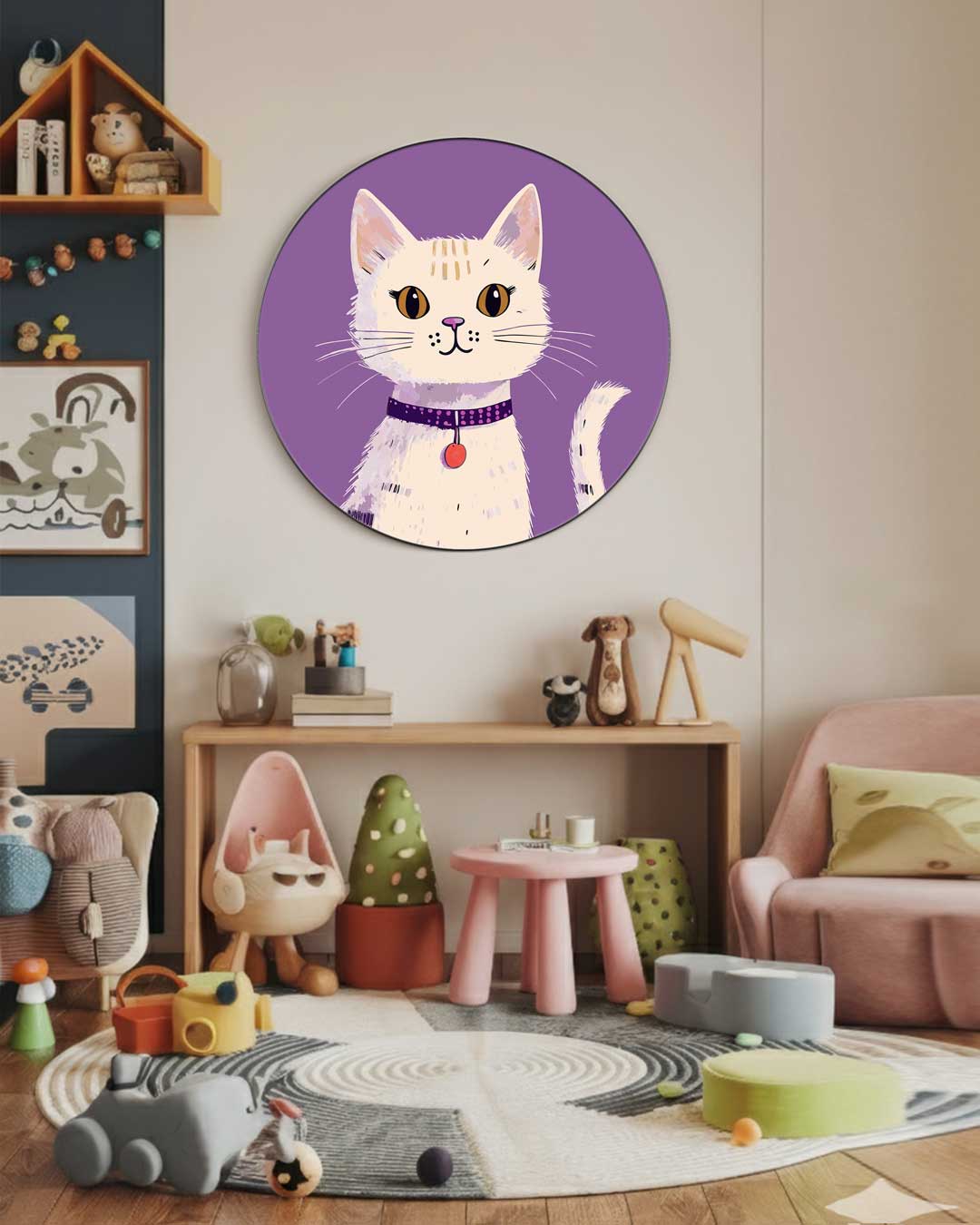 Schattige Kat Muurcirkel-WallArtistic