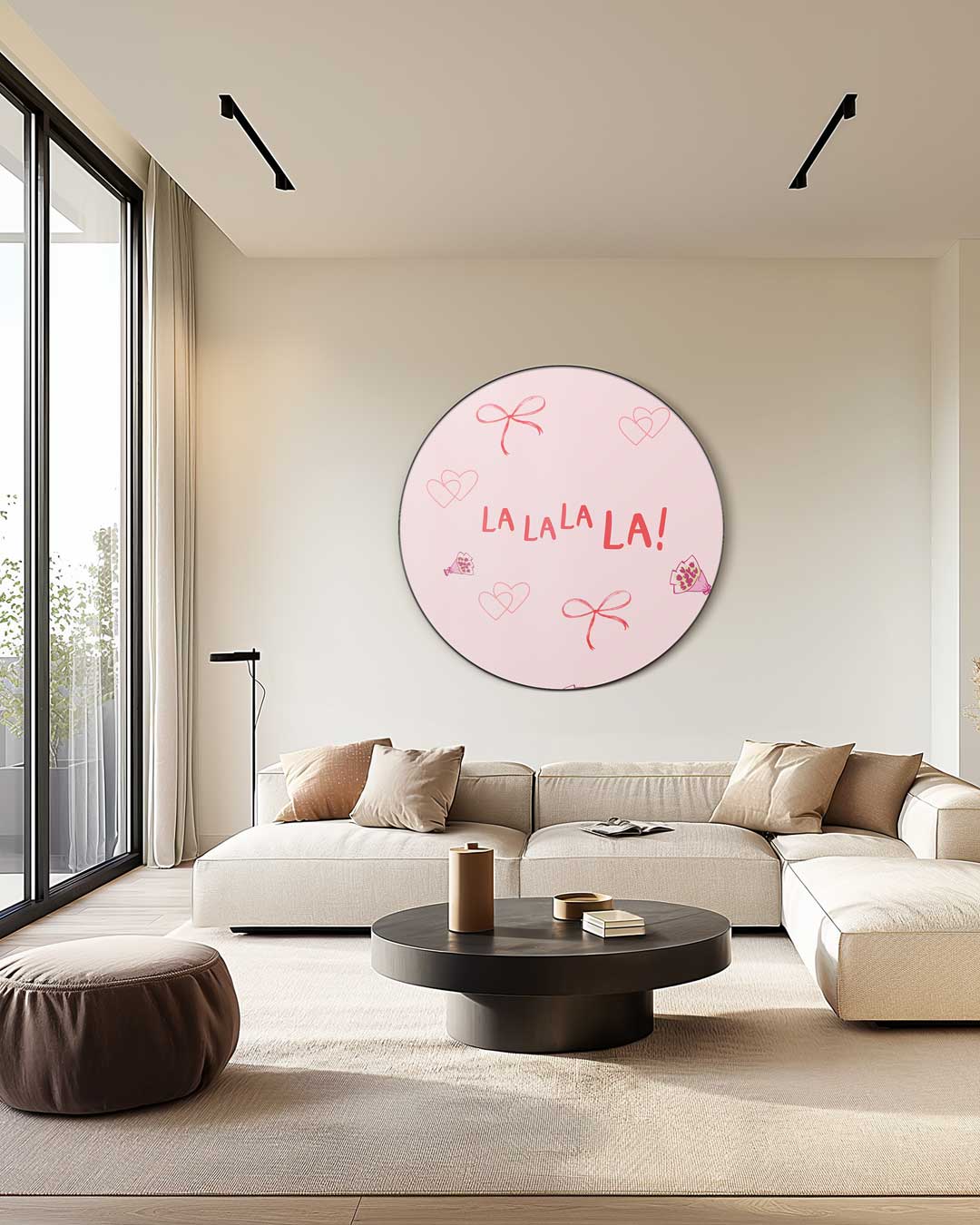 Roze Bloemen Fantasie Muurcirkel-WallArtistic