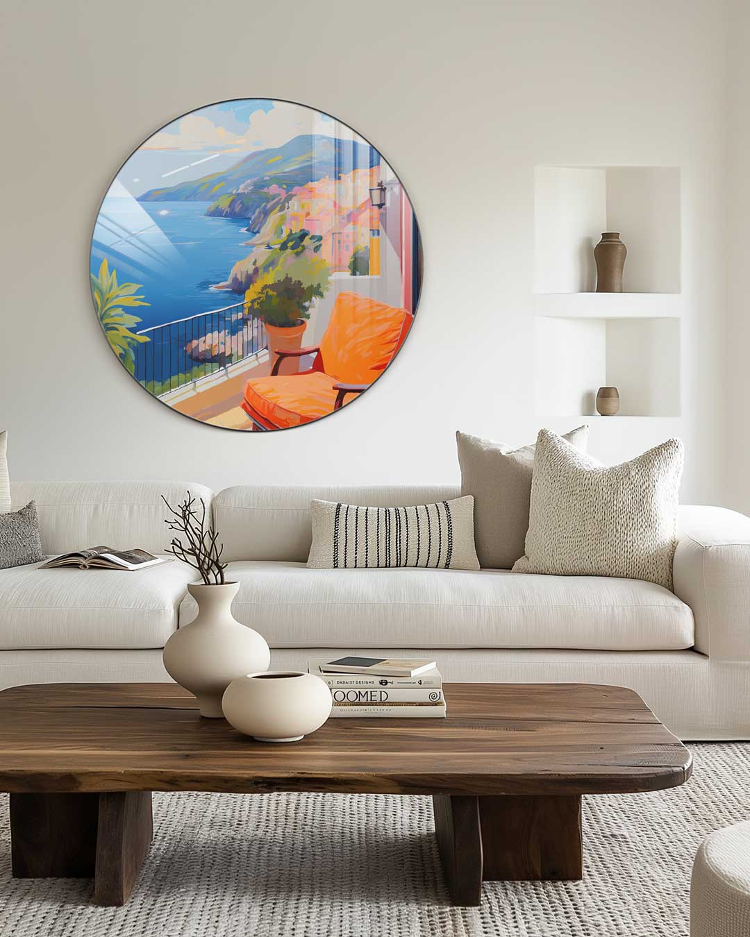 Droomachtige Mediterrane Balkon Muurcirkel-WallArtistic