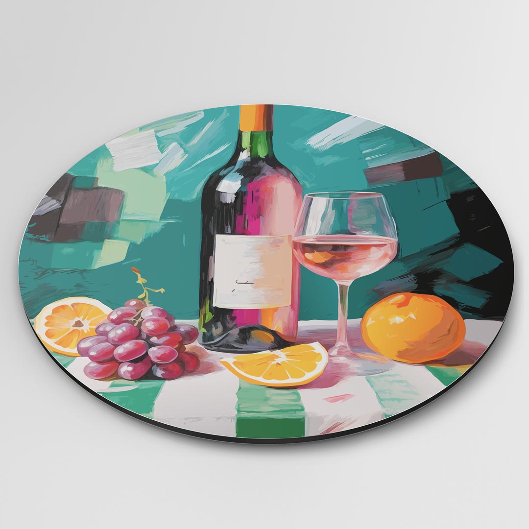 Stijlvolle Wijn en Fruit Muurcirkel-WallArtistic